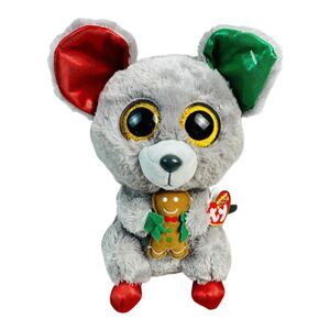 2016 TY Beanie Boo Mac The Christmas Holiday Mouse With Gingerbread Man Plush 9"